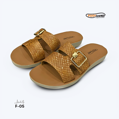 Textured Double-Buckle Women’s Sandals - F5