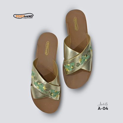 Elegant Embroidered Cross-Strap Women’s Sandals - A-04