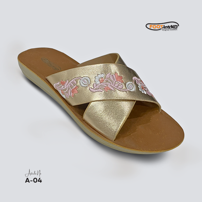 Elegant Embroidered Cross-Strap Women’s Sandals - A-04