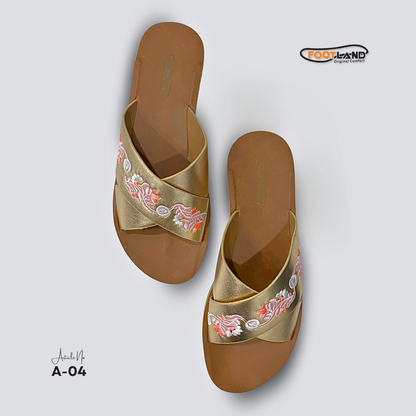 Elegant Embroidered Cross-Strap Women’s Sandals - A-04